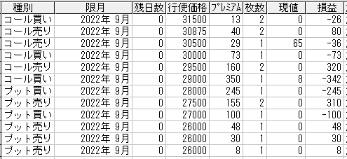225オプション参考メール 2022年9月限