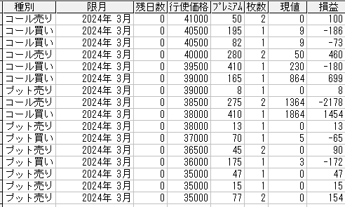 225オプション参考メール 2024年3月限