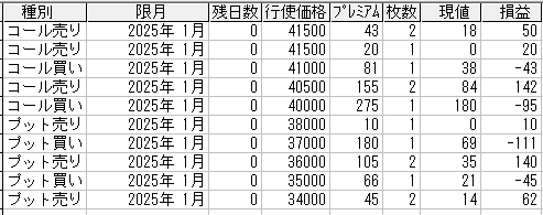 225オプション参考メール 2025年1月限